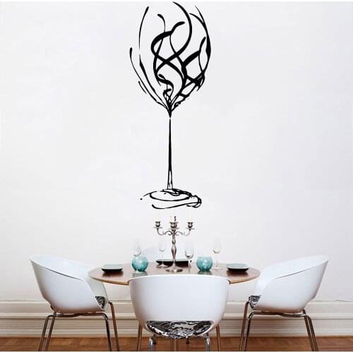 Abstract Wall Stickers Resturant Art Decoration Extra Large Wine Glass Vinyl Removable Wall Decals Home Decor Kitchen Bar Z085