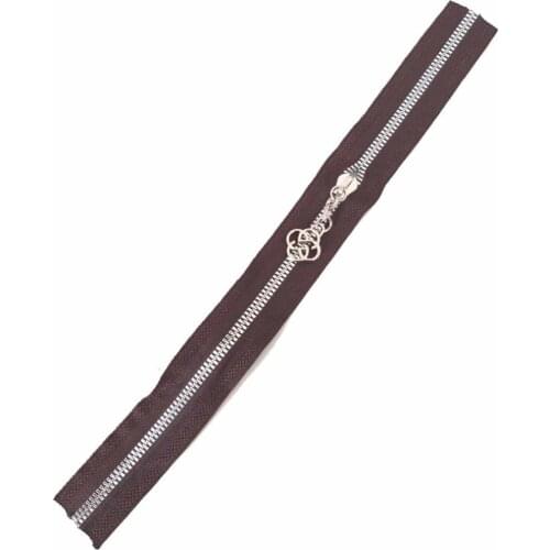 Hooded Zipper 30 cm Silver Metal Dark Mink