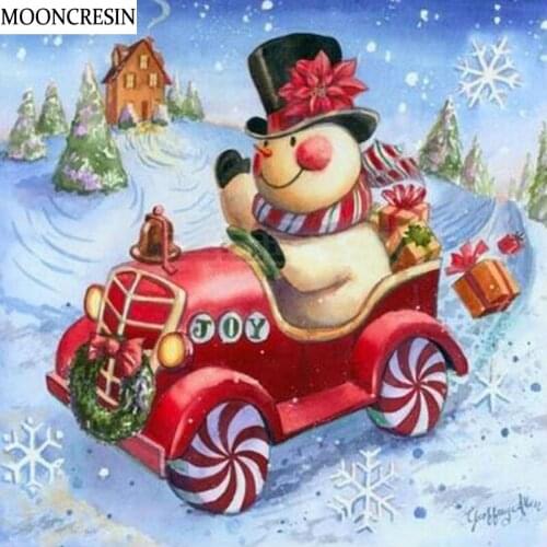 5D Diy Diamond Painting Cross Stitch Cartoon Christmas Snowman Diamond Embroidery Mosaic Stickers Needlework Home Decoration