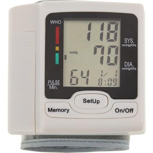 Automatic Blood Pressure Monitor Wrist Sphygmomanometer LCD Digital Portable Tonometer Measuring Pulse Rate Blood Pressure