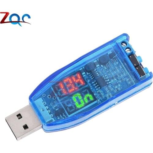 DC-DC 5V to 3.3V 9V 12V 24V USB Step UP / Down Power Supply Module Red Green Display Voltage Current Side Button Adjust with Box
