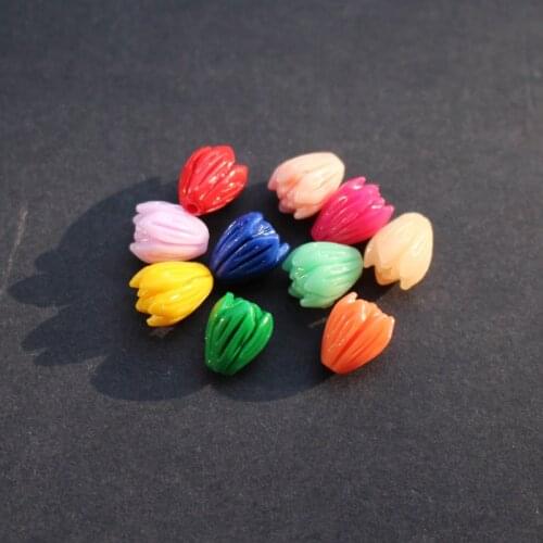20Pcs 7mm 8mm Artificial coral beads Carved Jasmine Flower Beads 10 Colors for Earring Bracelet Necklace Making Accessories