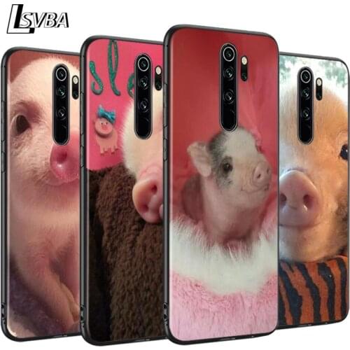 Cute Lovely Pink Pig Anti-Fall Phone Case For Xiaomi Redmi Note 9 9S Max 8T 8 7 6 5 Pro 5A 4X 4 Soft Black Cover Capa