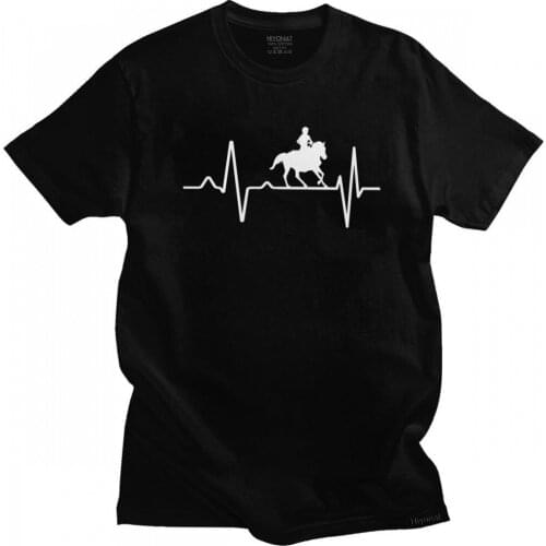 Classic Riding Heartbeat Rider T Shirt for Men Short Sleeved Horse T-shirt Summer Tshirt Soft Cotton Slim Fit Tee Tops Gift