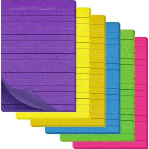 Sticky Notes,6 Pack 300 Sheets Lined Sticky Notes Set, Sticky Notes Pad Page Markers for Office, School, Home