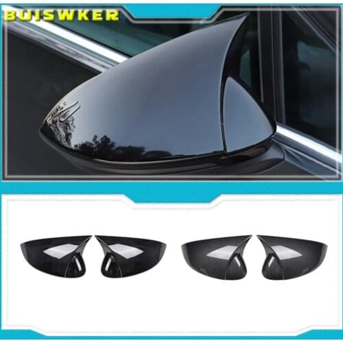 For Volkswagen Golf MK8 VIII 8 Side Mirror Covers Caps (Carbon Look) 2020 2021 2022 for VW Glossy black wing rearview