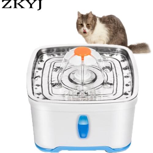 Cat Fountain Stainless Steel 2.5 Liters Pet Fountain Dispenser And 304 Stainless Steel Countertop Suitable For Cats And Dogs