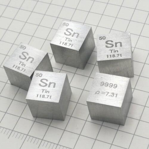 10mm Tin Sn Cubic Periodic Table Cube 99.99% Pure Tin Cubic Metal Gift Rare Metal Tin Element Block Sample