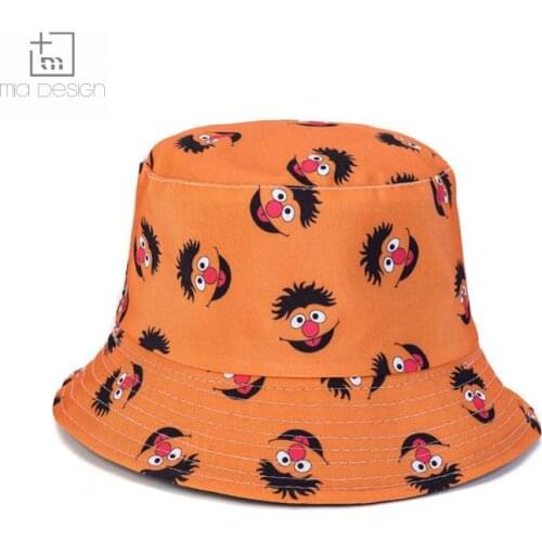 Summer Cartoon Printing Fashion Outdoor Bucket Hat Beach Sun Hat Fishermans Cap