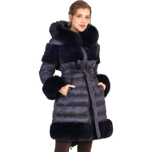Modaqueen store womens mink fur accessories inflatable special design coat MK02M10 genuine fur luxury clothing mink four season