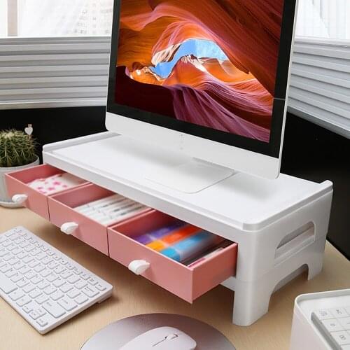 Multi-function Laptop Monitor Stand Keyboard Lockers Pencil-Case Stationery Books Various Bookshelves Storage Office Supplies