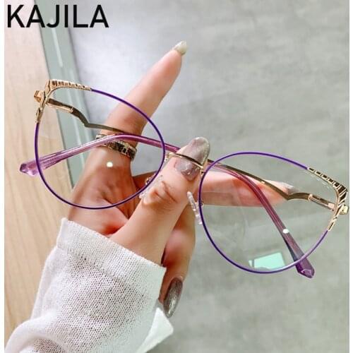 Fashion Anti-blue Light Glasses Frame For Women 2021 Trendy Metal Cat Eye Computer Eyewear Transparent Gaming Reading Goggles