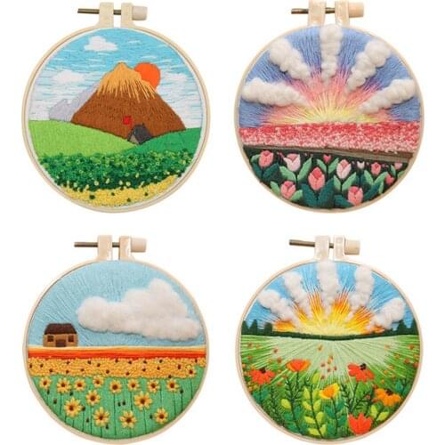 DIY Crafts Sewing Accessories Ornament Handmade Needle Punch Embroidery Hoop Cross Stitch Kit Flower Embroidery