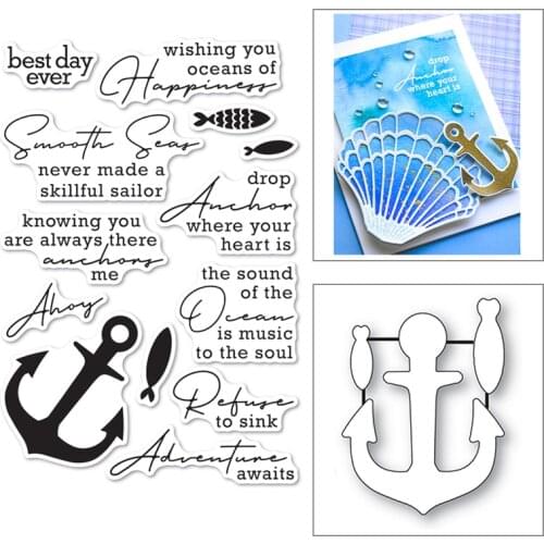 Fish Pattern with Word Letter Stamps and Dies Sets New 2021 for Scrapbooking Making Decorative DIY Photo Album Paper Cards