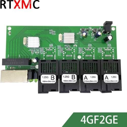 4GF3GE Gigabit Ethernet switch Ethernet Fiber 4*1.25G Fiber Port & 3*101/100/1000M UPT Gigabit Fiber Switch PCBA