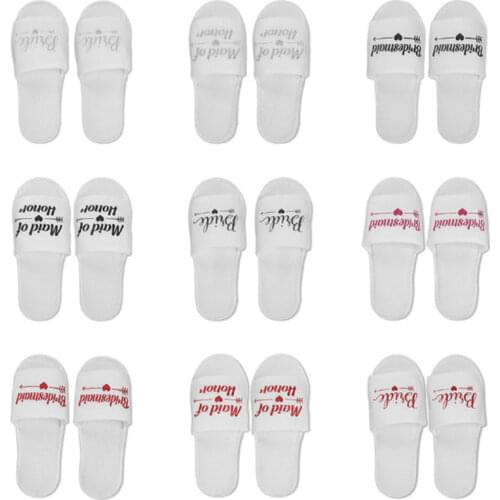 1 Pair Bride To Be Disposable Soft Slippers Wedding Decoration Team Groom Bachelor Party Team Bridesmaid Hen Night Slippers -C