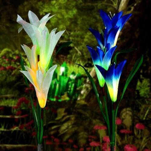 Outdoor LED Solar Light RGB Color Lily Garden Flower Waterproof Decorative Light Solar Courtyard Lawn Porch Path Light
