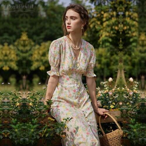 Printed Retro Bridesmaid Dresses Short Ruffles Sleeve Tea Length Simple Elegant Vestido de Festa 2021 DB038
