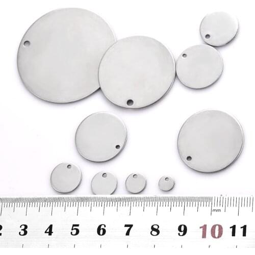 20Pcs 100% Stainless Steel 6/8/10/12/15/18/20/25/30/35mm Disc Round DogTag Charm Pendant Metal Necklace For Jewelry Making