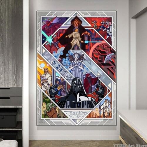 Disney Star Wars Anime Posters The Force Awakens Movie Canvas Paintings and Prints Wall Art Pictures for Living Kid Home Decor