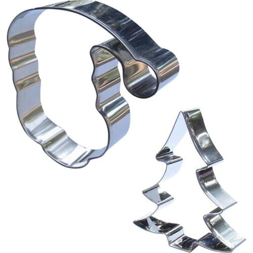 Christmas Hat, Christmas Tree 2 piece biscuit cutting molds, baking tools, cake decorating soft candy tools