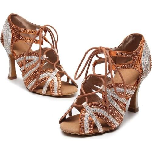 Salsa Jazz Training Sequined Cloth Latin Dance Shoes For Dancing Women