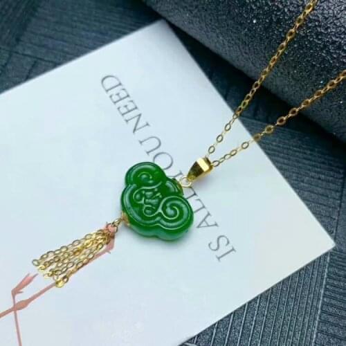 SHILOVEM 18k yellow gold real Natural green Jasper pendants no necklace fine Jewelry women wedding new gift mymz9.514109by