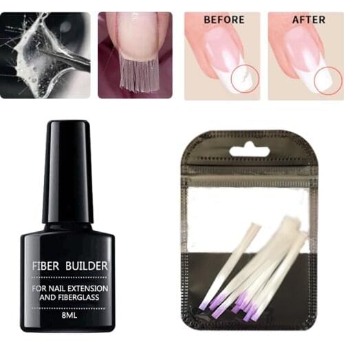10pcs Nail Extension Glass Gel Form Non-Woven Silks UV Gel Building Fiber French Acrylic DIY Manicure Accessory