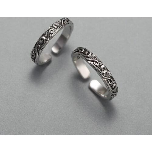 Vintage Open Personalized Couple Rings for Women Man Lover Adjustable Cuff Ring Set hiphop Punk Finger Accessories Jewelry Gifts