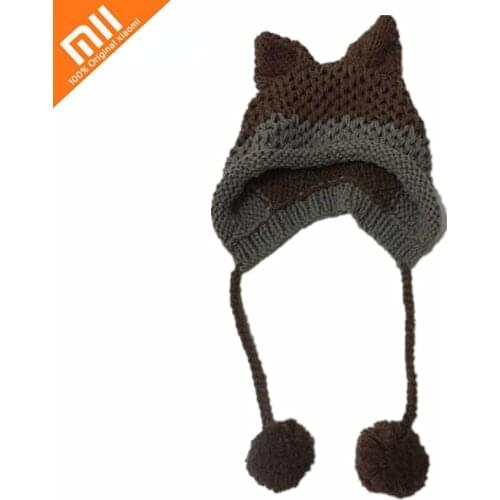 Xiaomi Cute Fox Ears Knit Hat Women Fashion Winter Hat Handmade Knitted Hat Cap Costume Accessory Gifts Warm Winter Bonnet