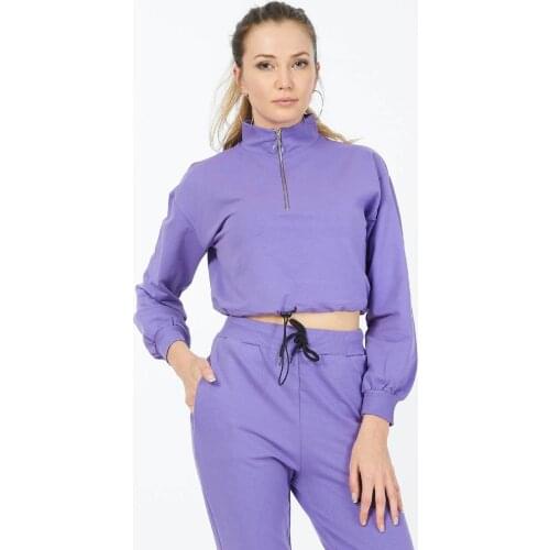 YENİ SEZON GÖBEĞİ AÇIK MOR FEMUARLI EŞOFMAN TAKIMI