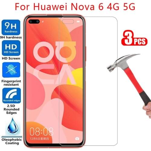 Protective tempered glass for huawei nova 6 5g screen protector on nova6 film huawey huwei hawei huawi huawe huawai hawawi honor
