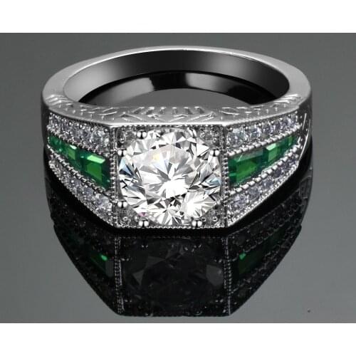 3 Colors Exquisite Round Created Blue Red Green Spinel Wedding Band Ring 100% 925 Sterling Silver Jewelry Newest Ring For Women