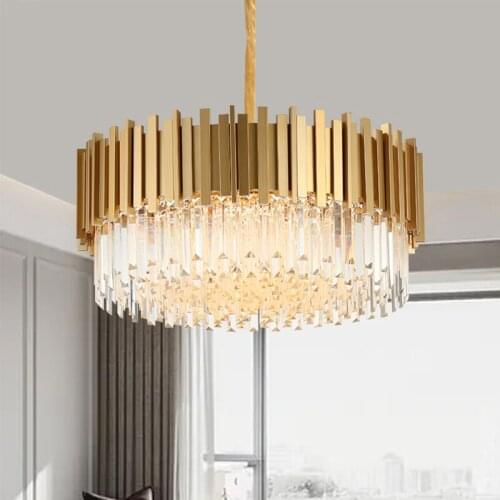 Gold Light Luxury Crystal Light Living Room Lights Bedroom Lights Restaurant lights Aluminum Round Shape Villa Chandelier