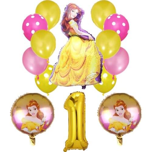 1set Disney Princess Mermaid Cinderella Foil Balloons Birthday Party Decorations 32inch Number Helium Balls Kid Toy Air Globos
