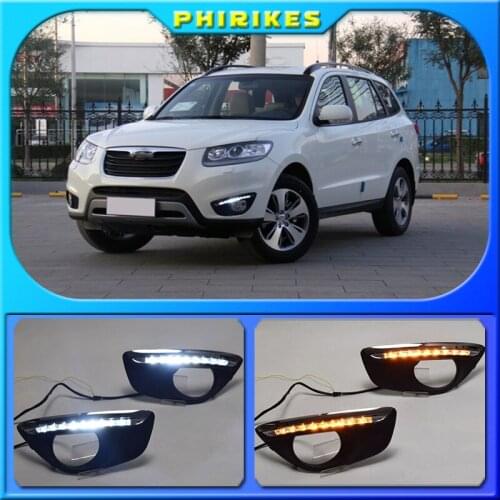 1 Pair Car Daytime Running Light DRL LED Daylight Fog Lamp Cover for Hyundai Santafe Santa Fe 2010 2011 2012 DC 12V