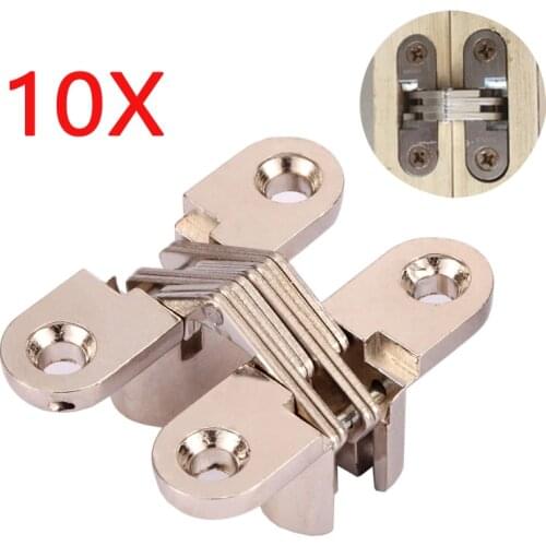 10 Pieces Hidden Hinges Invisible Loops Concealed Cross Door Hinge Bearing Wooden Box Folding Window Furniture Supported Loop