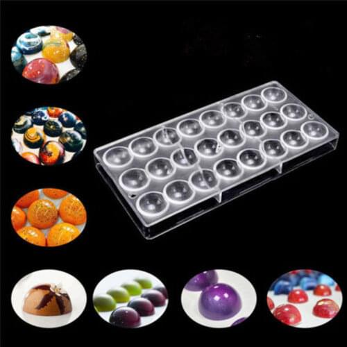 2021 Newest Arrival Transparent 24 Half Ball Shaped Polycarbonate PC Chocolate Moulds Sweet Candy DIY Mold