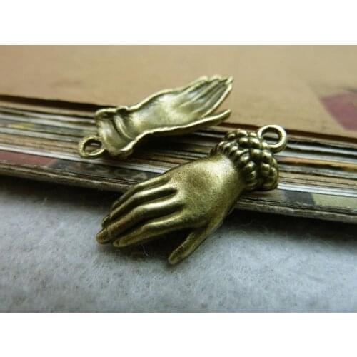 30Pcs Antique Bronze Hands Charm DIY Jewelry Making