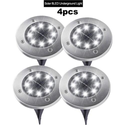 4-8pcs Solar Powered underGround Light Waterproof Garden Pathway Deck Lights 8 LEDs Home Yard Driveway Lawn Road outdoor lamp