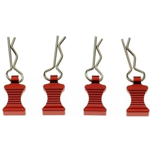 4Pcs R-Type Body Shell Clips Pin with Aluminum Mount Set for Axial SCX10 TRX4 1/8 1/10 RC Cars Parts Accessories