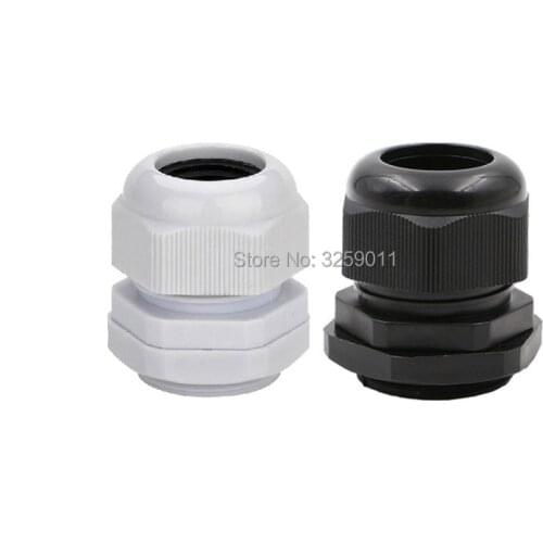 50PCS Cable Glands PG29 Black White Waterproof Adjustable Nylon Connectors Joints With Gaskets 18-25mm For Electrical Appliances