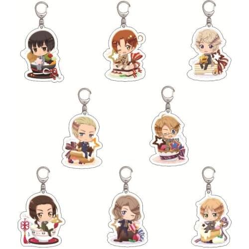 Anime Axis Powers Acrylic Keychain Hetalia APH Keyring Women Bag Jewelry Children Gift Model Toy Double Side Llaveros Cosplay