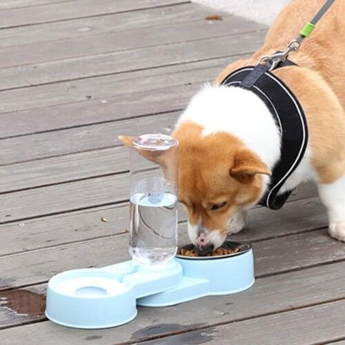 Pet Dogs Cats Double Bowls Food Water Feeder Container Dispenser Automatic Cat Feeder Water Feeder Bowls Pet Dogs Supplies