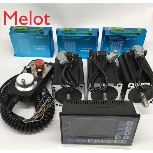 3PCS XYZ 12Nm Nema34 86MM Hybird Closed Loop Stepper Motor Driver Easy Servo + 3 Axis Offline Controller G PLC + MPG Kits
