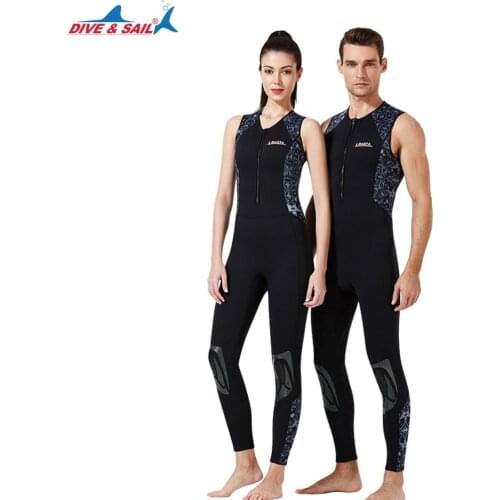 Mens Womens 3mm Neoprene Long John Wetsuit Black Easy Stretch Flatlock Stitching Sleeveless Full Leg Wet Suit Front Zip