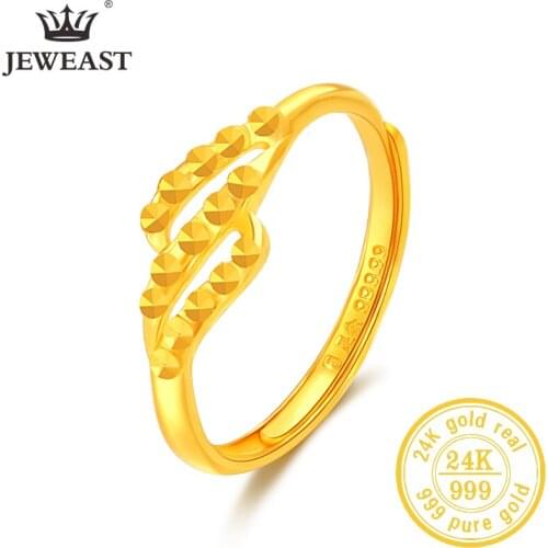 JLZB 24K Pure Gold Ring Real AU 999 Solid Gold Rings Elegant Shiny Beautiful Upscale Trendy Classic Jewelry Hot Sell New 2020
