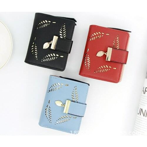 MONNET CAUTHY New Short Wallet Classic Fashion Hasp One Fold Wallet Hollow out Solid Color Red Pink Blue Black Female Coin Purse