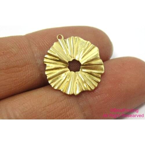 50pcs Brass pendant 19x17mm Wrinkle Raw brass round earrings findings pendant R483
