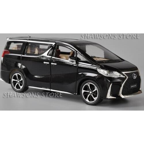 Diecast Metal 1:24 Scale Car Model Toys Lexus LM300H Luxury MPV Pull Back Miniature Replica Sound & Light Large